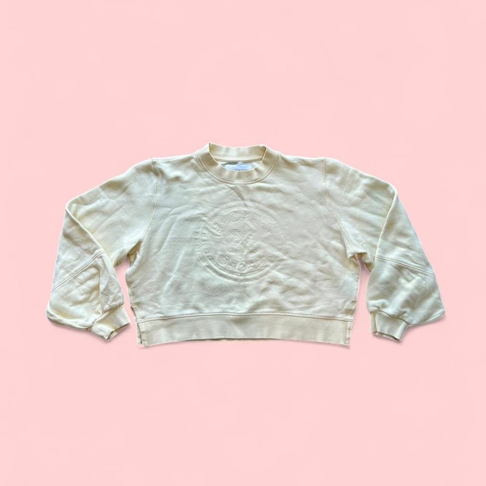 Butter Yellow The Kooples X Sport Cropped crew neck sweatshirt L
